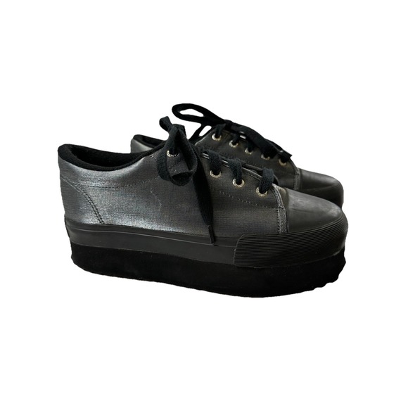 Shoes - Sideout Sister Company Volatile Vtg Platform Lizzie Silver Black Shoes Women Sz8
